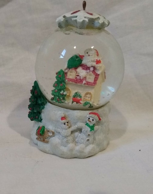 Santa Snow Globe American Greetings Sled Reindeer Christmas