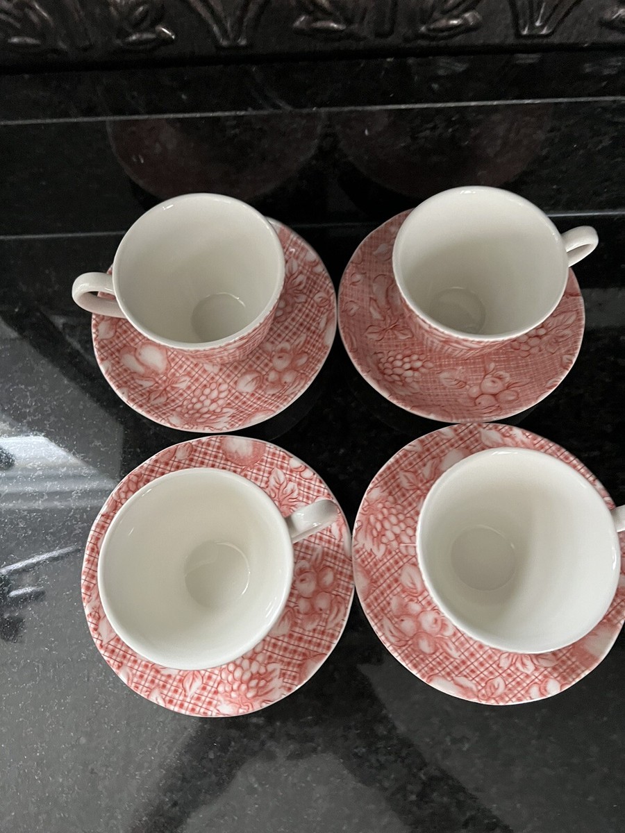 希少 ヴィンテージ GENEVIEVE LETHU チェリー 皿 GENEVIEVE LETHU SERENADE 1994 Tea Cup And Saucer (4) Red