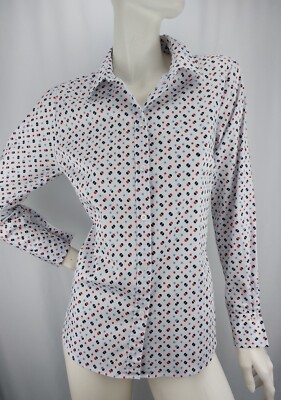Walbusch Damen Bluse Mit Elasthan Gr. 38 Weiß mit Muster