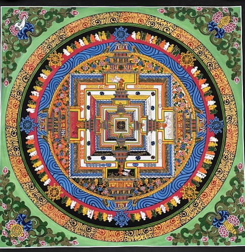 WHEEL OF LIFE KALACHAKRA MANDALA ORIGINAL MATERPIECE TIBETAN THANGKA PAINTING - Picture 36 of 37