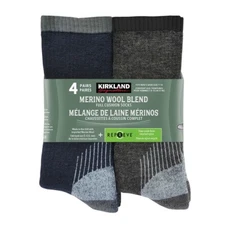 Men's Kirkland Merino Wool Sock, 4 Pair Navy/Charcoal/Grey/Navy Combinat