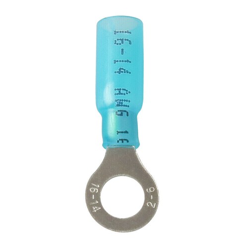 1/4" Eyelet Heat Shrink Ring Terminals Wire Crimp Connectors Blue 16-14 Gauge - Picture 8 of 10
