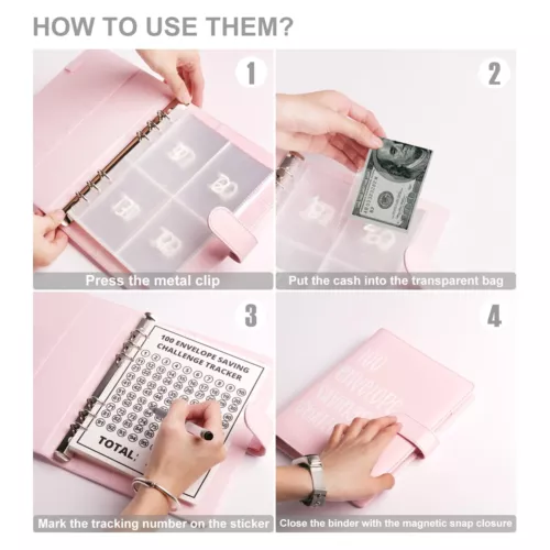 100 Envelope Challenge Budget Planner $5,050 Money Saving Cash Challenge Book - Picture 9 of 27