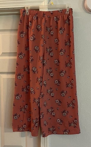 Knit Works Girls Wide Leg Pants Sz XL (16) Multicolor Floral Elastic Waist - Picture 2 of 3