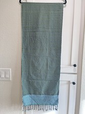 Scarf Neckerchief Shawl Thai Loincloth Cotton Green Color Handmade 15.5"X 79"