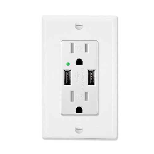 6PK 4.2A USB Wall Charger Outlet 15A Electrical Receptacle Power Socket White - 第 3/8 張圖片