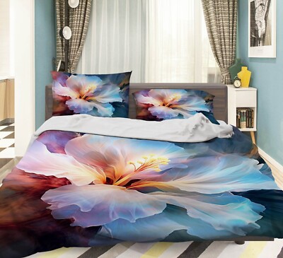 3D Flower G374 Bed Pillowcases Quilt Duvet Cover Set Queen King Honey 23