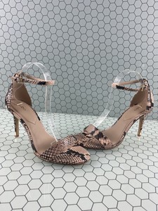 beige snake print heels