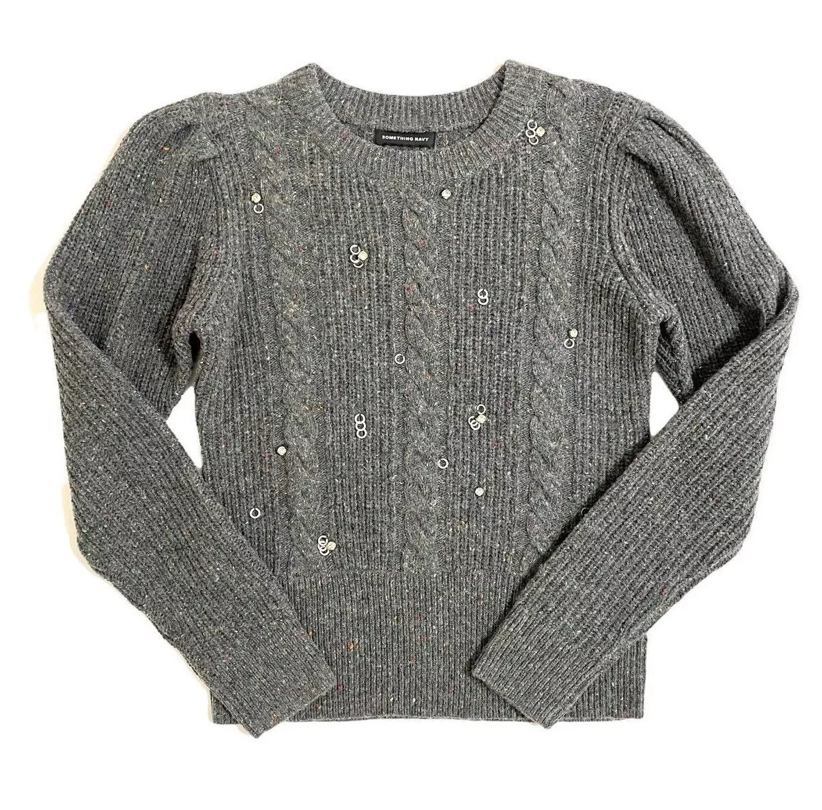 Something navy puff sleeve sweater clearance