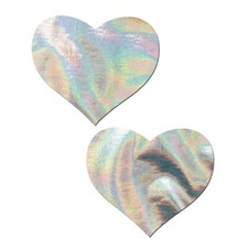 Silver Holographic Heart Nipple Pasties by Pastease