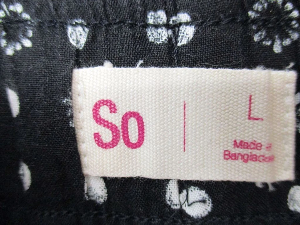 NUEVO CON ETIQUETAS SO Talla L Mujeres Negro Lunares Tiro Alto 100% Rayón Verano Sueltos Pantalones Cortos T771 Foto 4 de 4