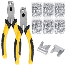 JLUHYANN 1800PCS Wire Cage Clips and Pliers Rabbit Wire Cage Clips Hog Ring P...