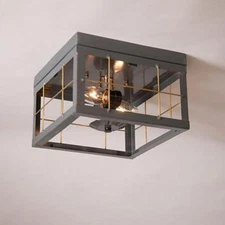 Double Ceiling light with Brass Bars in Country Tin - 2 Light