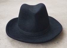 Vintage GEO W. BOLLMAN Excello Black Fedora Hat 100 Felted Wool USA