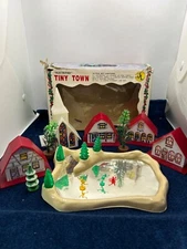 Vintage Electrified tiny town Christmas pond village