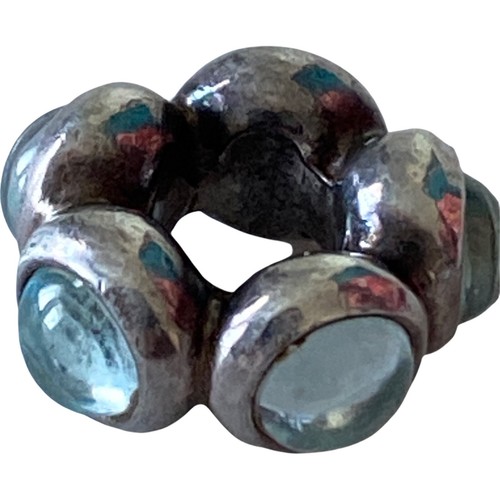 PANDORA Teardrop Spacer 925 ALE Sterling Silver Charm Blue Topaz Cabachons - Picture 6 of 11