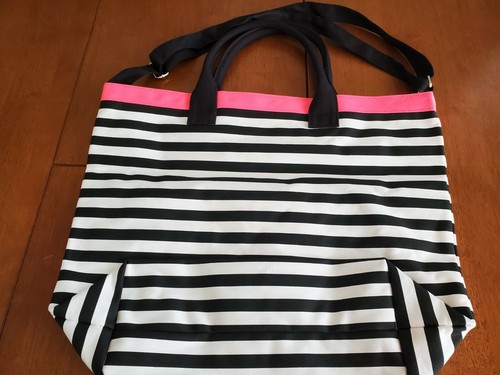 Victoria's Secret Reisetasche schwarz/pink/weiß gestreift Canvas - Bild 8 von 11