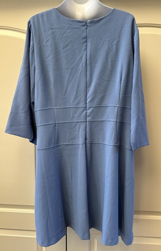 Vestido para mujer Vince Camuto azul crepe con dobladillo asimétrico talla grande 24W - Imagen 4 de 4