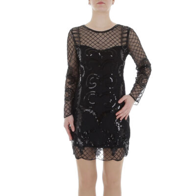 Damen Glänzend Stretch Pailletten Perlen Reissverschluss Kleid 6059 Ital-design