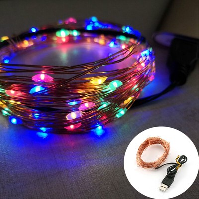 LED Colored Light Chain Decoration Light USB Copper Wire Star Light Christmas
