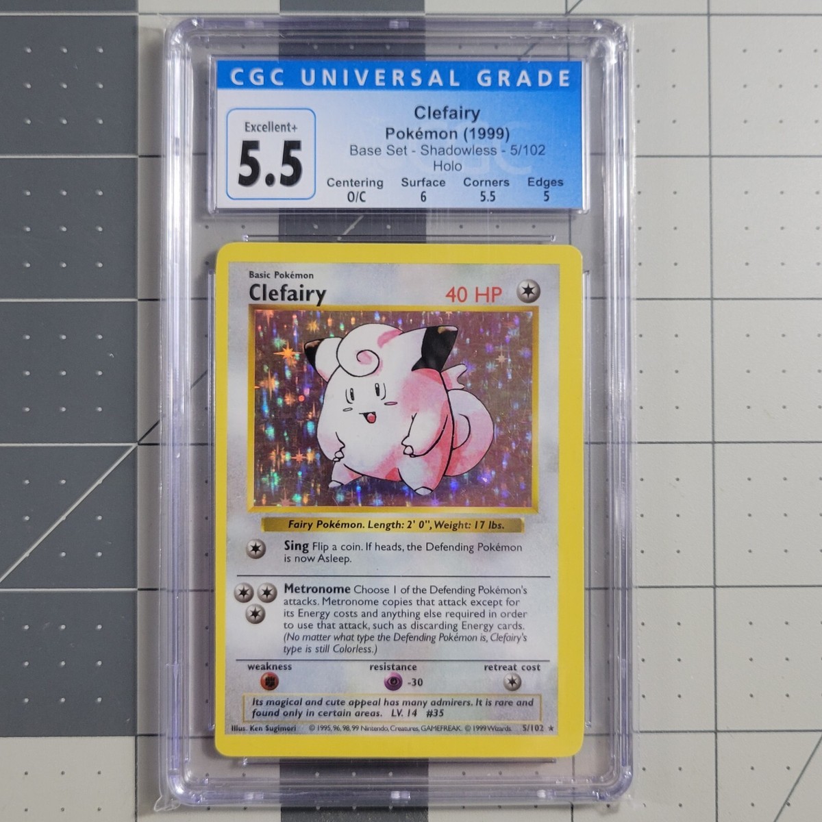 Clefairy Miscut OC Error Shadowless Base Set Holo Pokemon Card 5