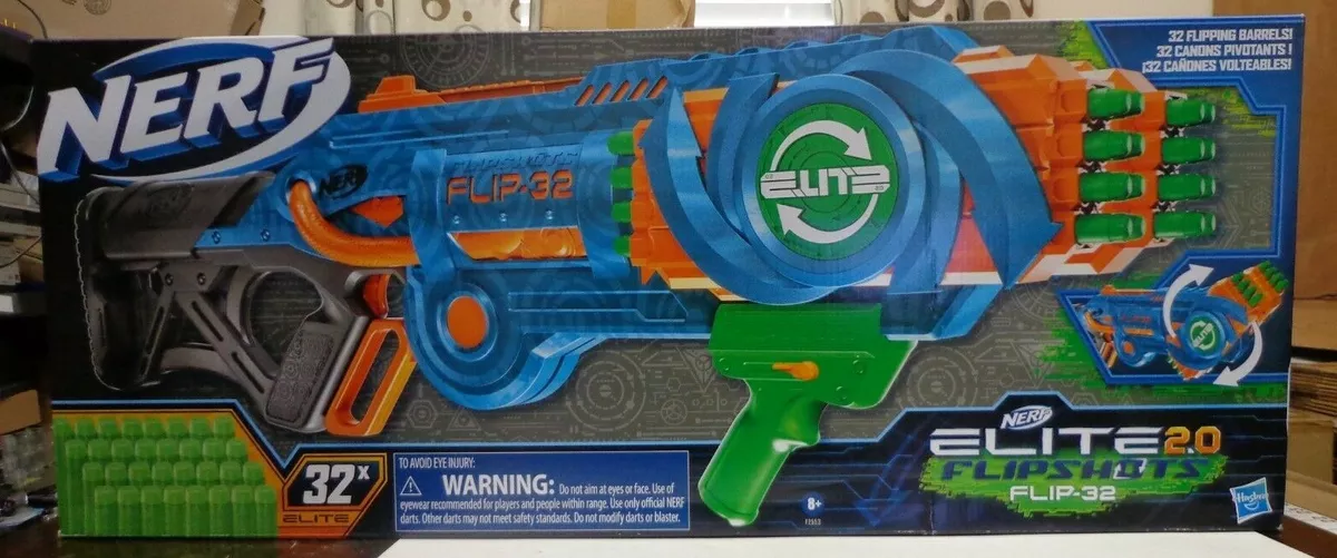 Nerf Elite 2.0 Flipshots Flip-32 Blaster, 32 Dart Barrels Flip to Double  Your Firepower, 32-Dart Capacity, 32 Nerf Darts 