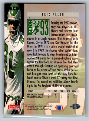 1994 Collector's Choice Images Football #34 Eric Allen