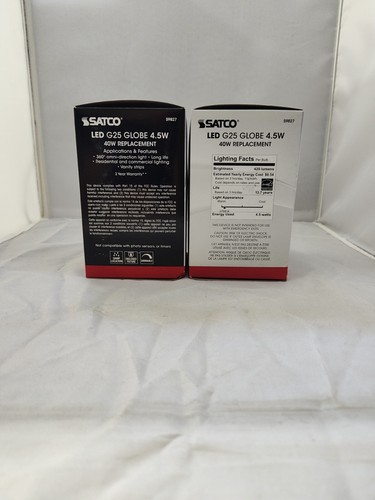 SATCO LED 4.5 Watt G25 SW E26 27K 120V  (S9827)  Pack Of 2 - Picture 5 of 5