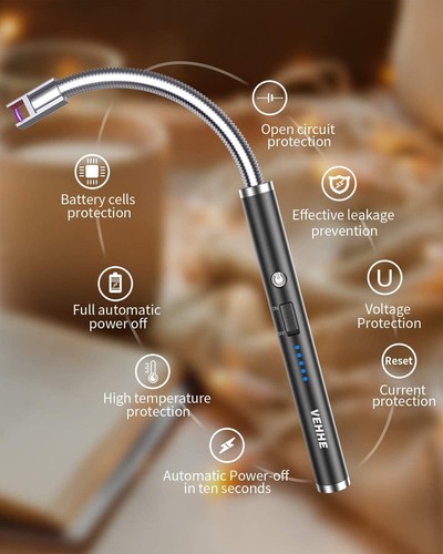 Candle Lighter, Electric Rechargeable Arc Lighter with LED Battery Display Long - Picture 3 of 7