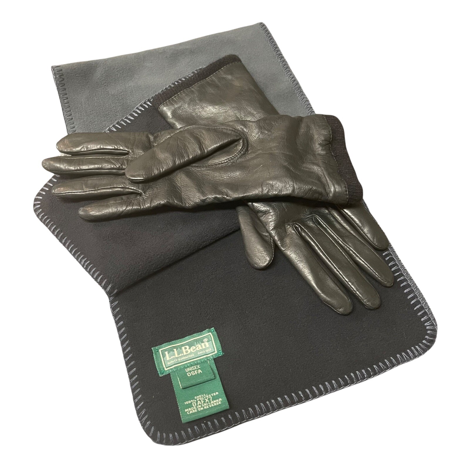 Vintage LL Bean Black Leather Gloves Cashmere Lined &… Gem