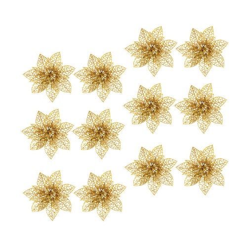 12 Pcs Künstliche Weihnachtsblumen Mann Glitzernde Glitzerblumen - Bild 11 von 11