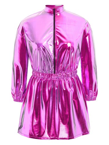 Abito donna A-line svasato taglie forti glitter elastico in vita camicia vestito festa - Foto 18 di 52