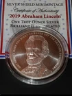 Silver Shield 1 oz Silver Round 2019 Abraham Lincoln BU with COA