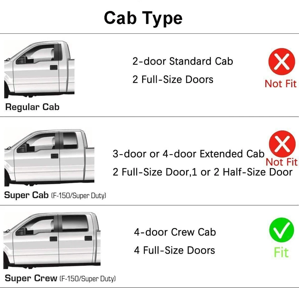 In-Channel Mount Rain Guard Window Visor for 99-16 FORD F250 Super Duty Crew Cab Foto 3 de 4