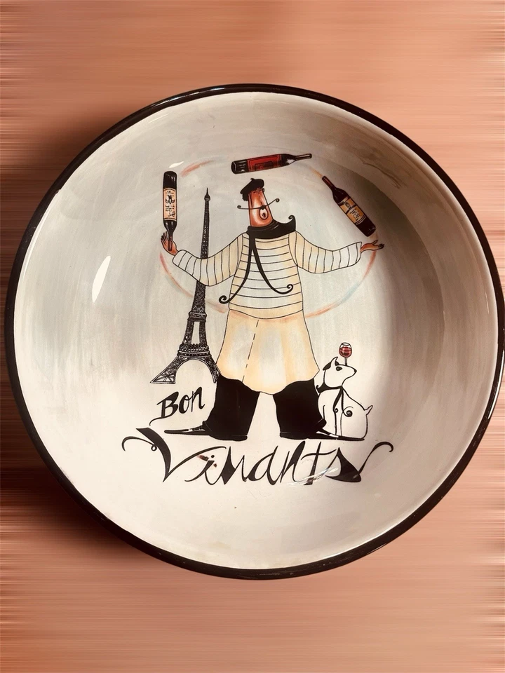 Paris Chefs Pasta Bowl & Servers - Pintado a mano/Vajilla/Utensilios de cocina/Juego de servidor Foto 3 de 4