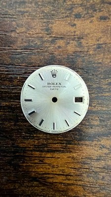 ROLEX LADIES OYSTER PERPETUAL DATE 6517 6516 6519 SILVER STICK DIAL USED COND