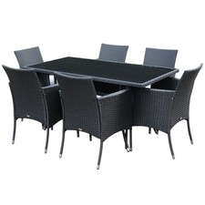 Six-Person Rattan Dining Set – Outdoor Garden Furniture (7 Pieces)