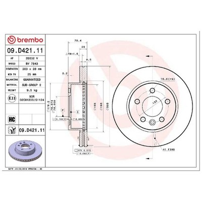 2x Brembo Scheibenbremse vorne 26194449
