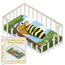 Newborn Swaddle Gift Set   Includes Swaddle Blanket, Hat  Crib Sheet in Fun ...