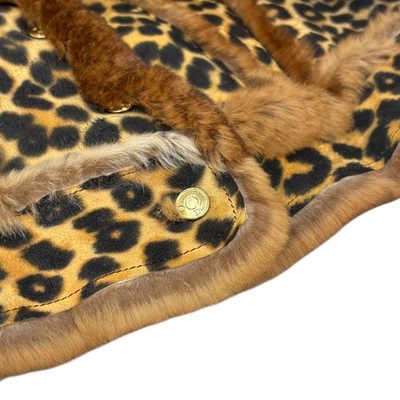 Christian Dior Vintage Leopard Shearling Fur Jacket Top #40 Brown