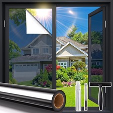 Coavas One Way Window Privacy Film, 17.5 x 78.7 Inch, Black Silver