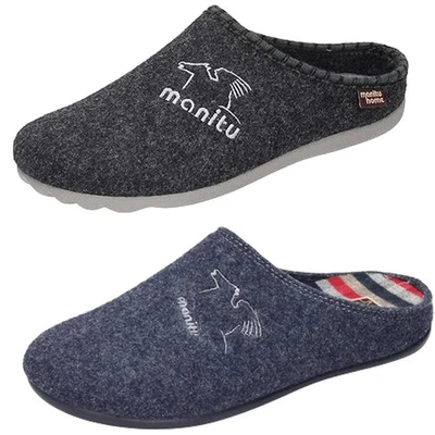 MANITU HOME Herren Hausschuhe Pantoffel grau/blau 220247/8 Gr.40-46