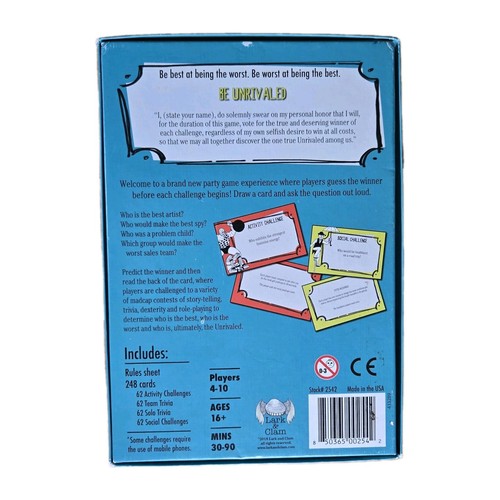 Unrivaled Team Card Activity Trivia Game 16+ 4-10 Players 30-90 Minutes - Picture 2 of 8