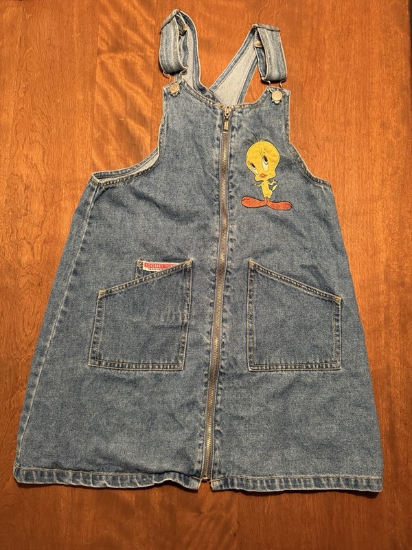 Vintage Denim Looney Tunes Tweety Bird Denim Dress Size 10/12