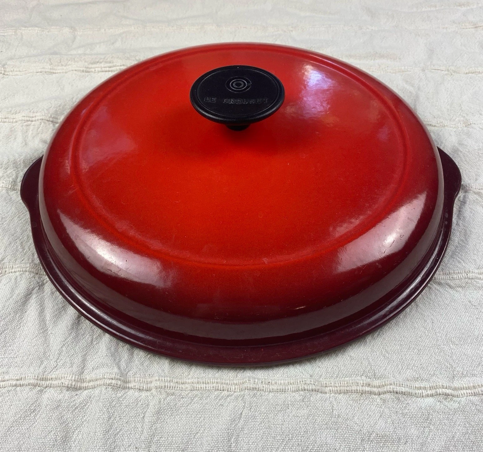 Vintage Le Creuset Lid Only Size 26 Flame Red Cast Iron Replacement 10in