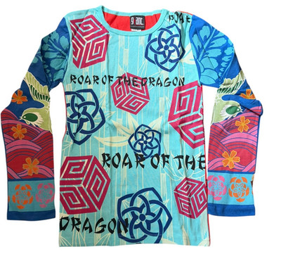 Vtg 90s GIANT Roar of the Dragon Shirt Long Sleeve Blue SEE MEASUREMENTS NWOT