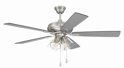 Brushed Polished Nickel 52''Ceiling Fan from the Economy Clear 4 Light Collection