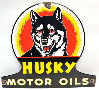#ad Husky Motor Oils Vintage Porcelain Sign Gasoline Service Station Advertising $118.00