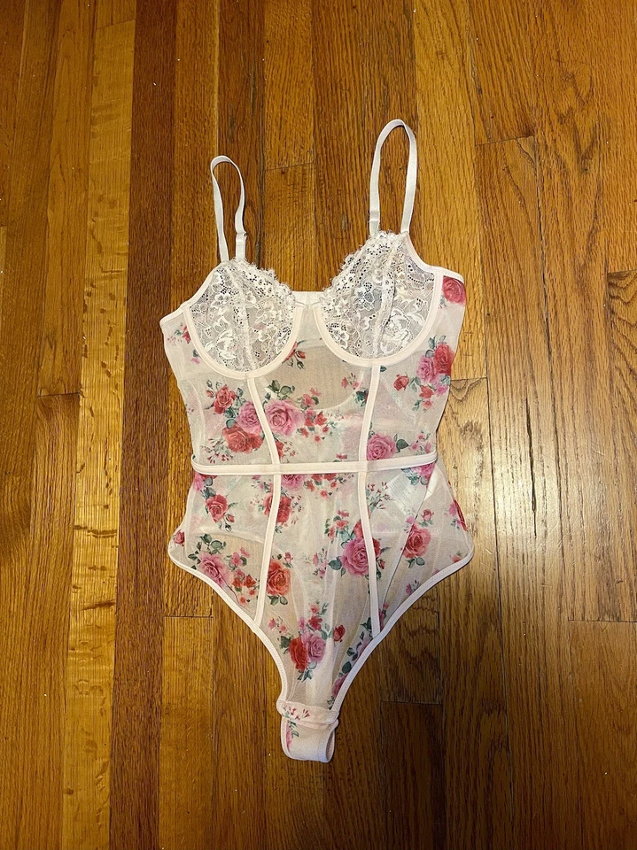 INC International Concepts Women's Floral Mesh Bodysuit, Pink Roses, Small - Image 4 of 4