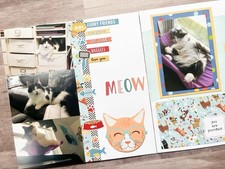 Cat Scrapbook pages, Premade Cat Pages, Kitten Scrapbook Layouts, Kitten Pages